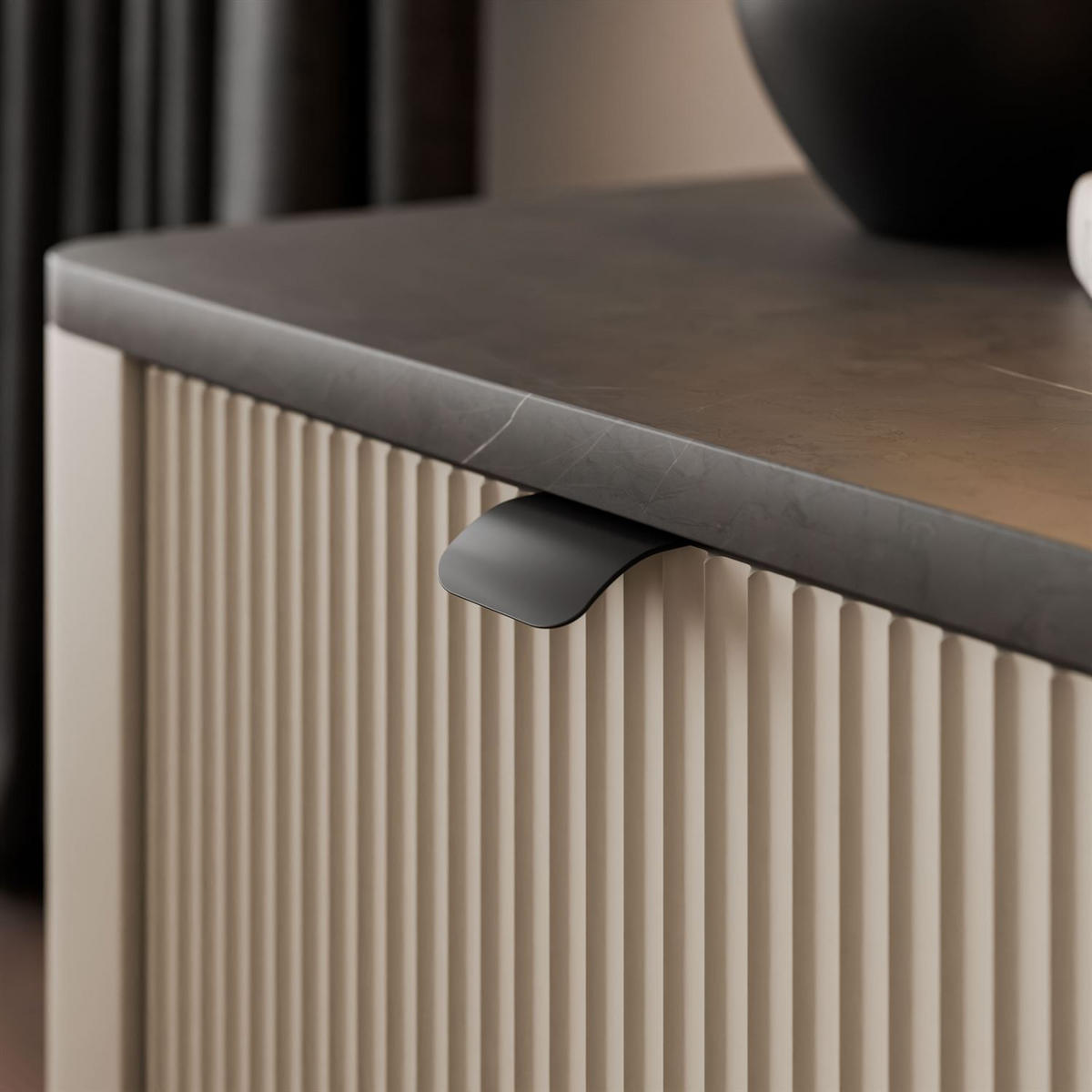 NACHTTISCH AUTUMN auf hohen Beinen, Kaschmir / Grauer Stein - Beige/Schwarz, Holzwerkstoff (50/42/40cm) - Lookway