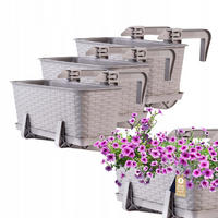 BALKONKASTEN mit Griffen, Beige, 40 cm, 3 Stk. - Beige, Kunststoff (17/40cm) - KADAX