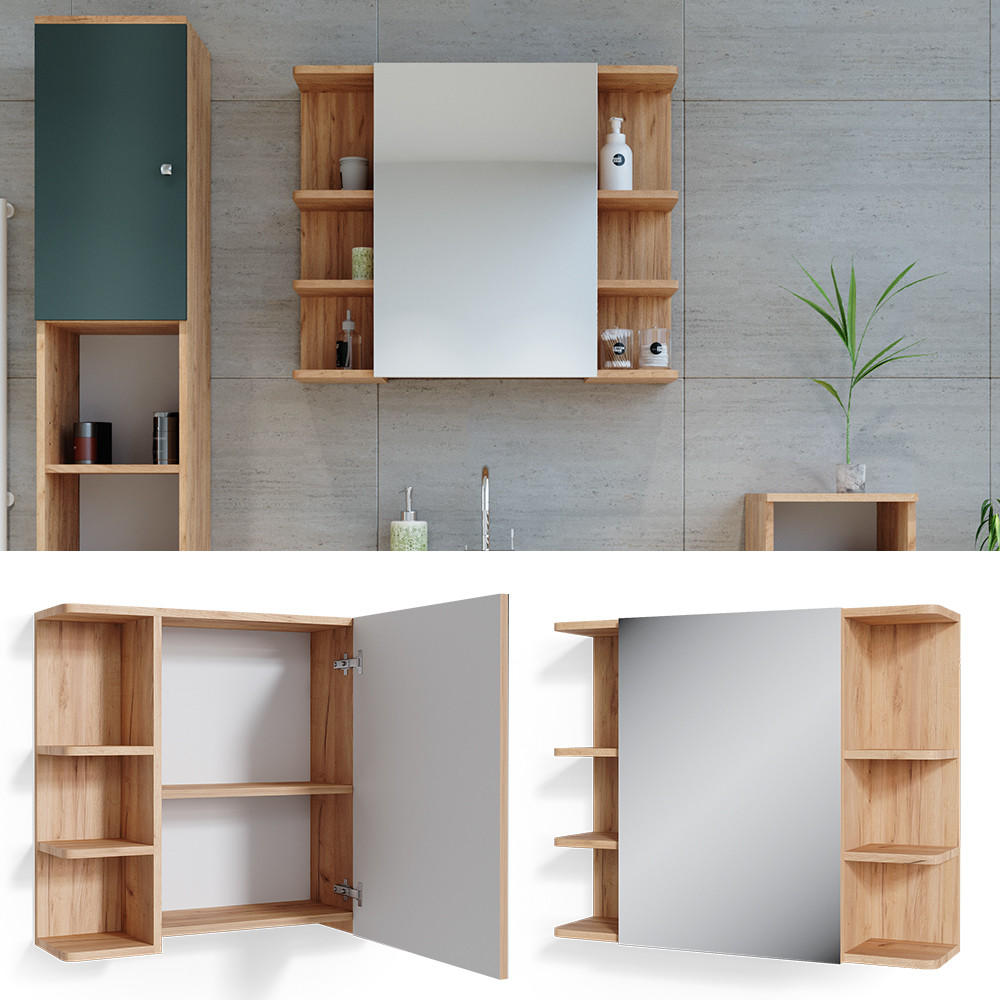 BADSPIEGELSCHRANK Fynn Eiche 79.6 x 64 cm - Eichefarben, Holzwerkstoff (79.6/64/21.2cm) - Vicco