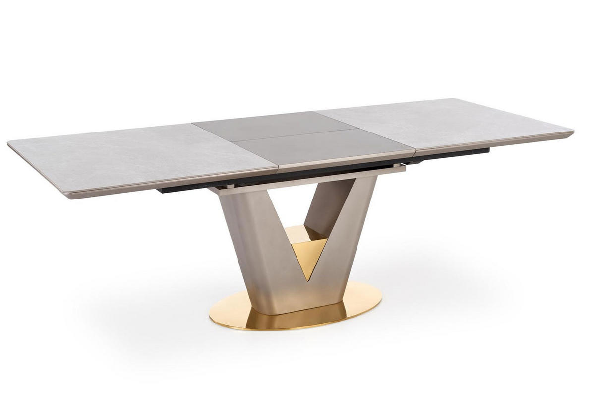 ESSTISCH Valenton grau Marmor / gold / Aschfarben 160-220 / 90 / 76cm - Goldfarben/Grau, Holz/Keramik (90/220/76cm) - Feldmann-Wohnen