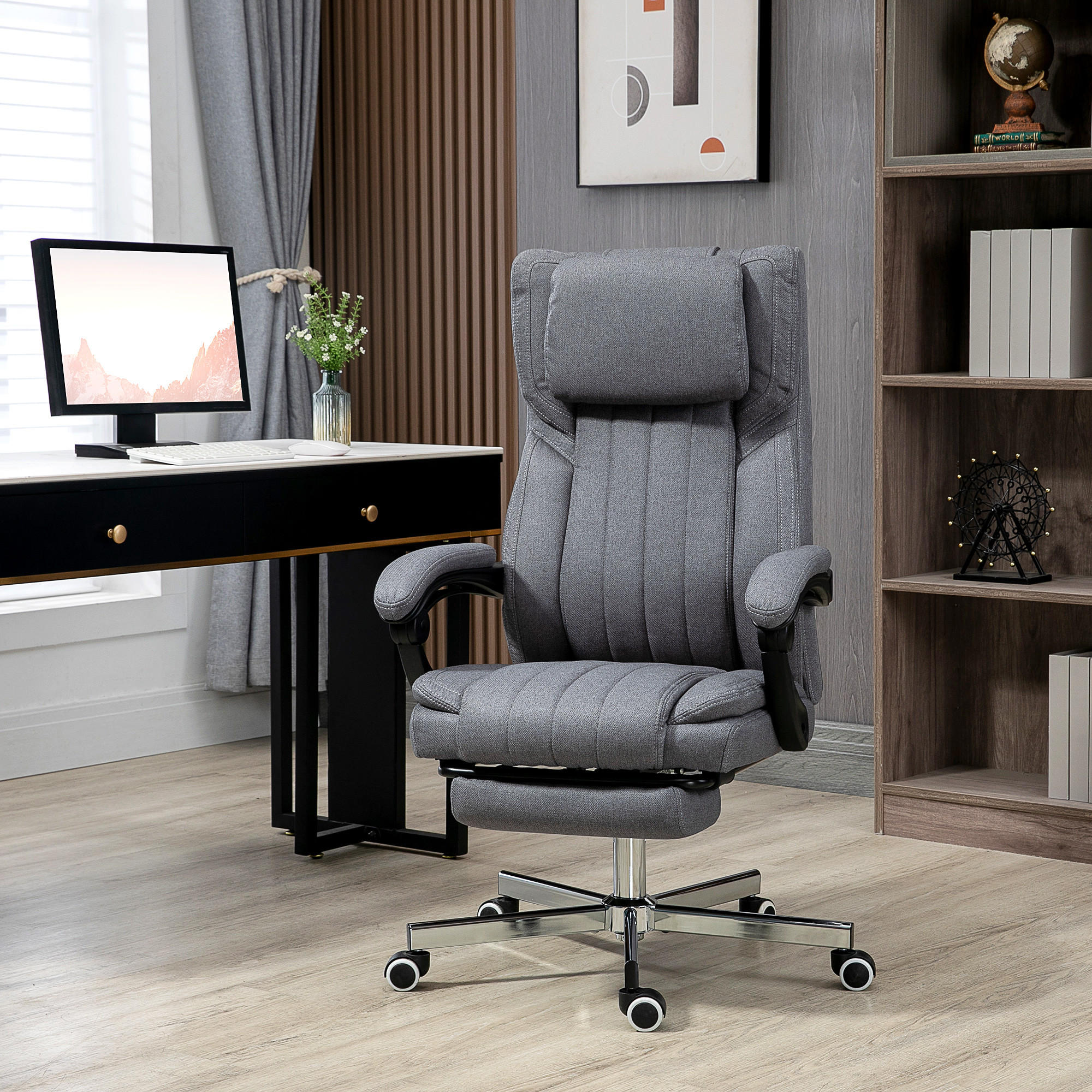 BÜROSTUHL mit Massagefunktion, Grau - Grau, Kunststoff (61/113/65cm) - Vinsetto