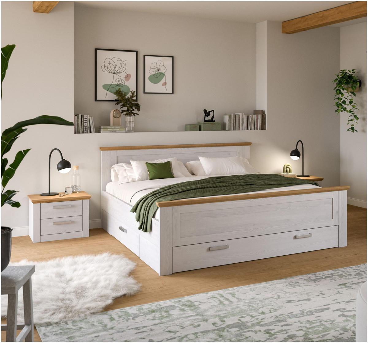 BETTANLAGE Verona Sibiu Lärche Nachbildung 301/90/209 cm - Lärchefarben, Holzwerkstoff - Xonox