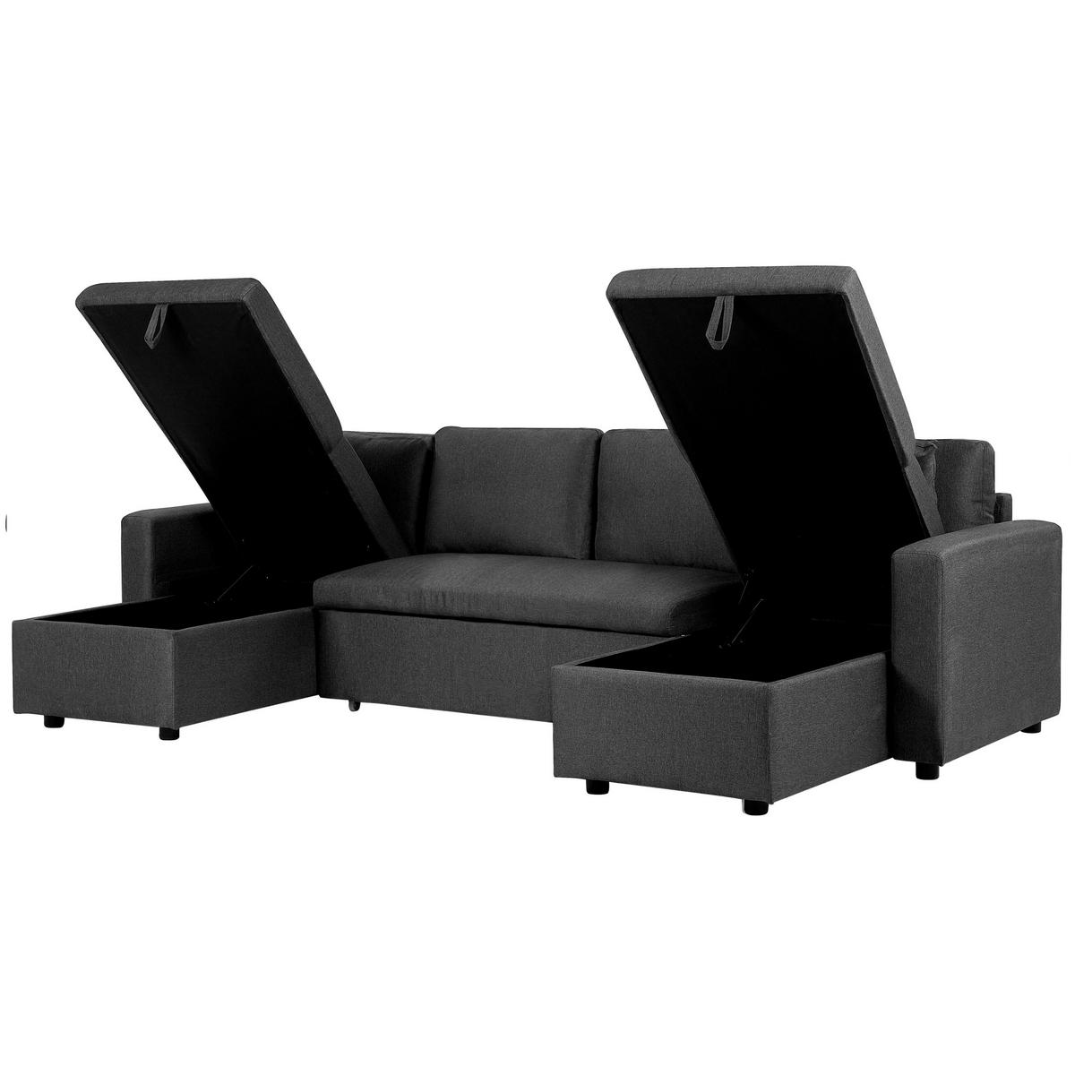 SCHLAFSOFA Polsterbezug Dunkelgrau Sommen - Dunkelgrau, Textil (287/86/147cm) - Beliani