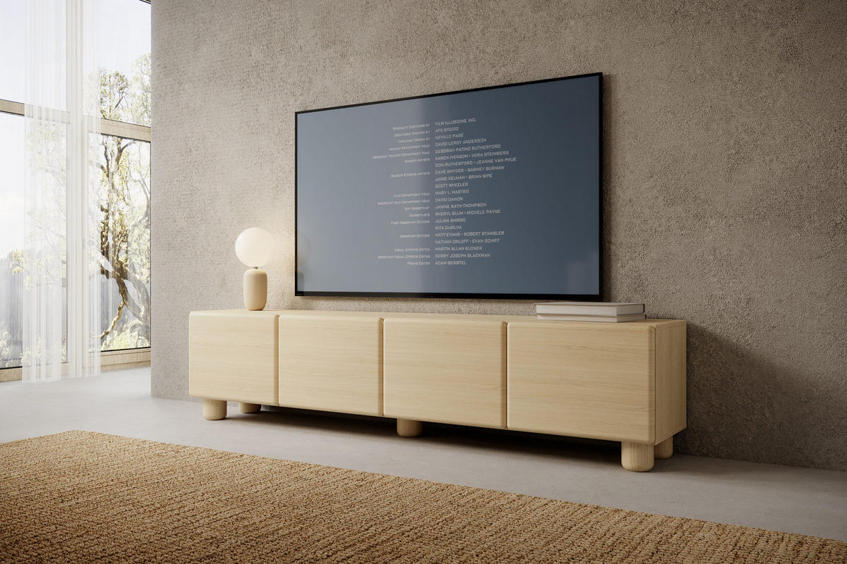 TV-LOWBOARD CERVI F 200 cm Eiche Vicenza - mit 4 Klappen und abgerundeten Fronten - Eichefarben, Holz/Holzwerkstoff (200/47/38cm) - Ravio