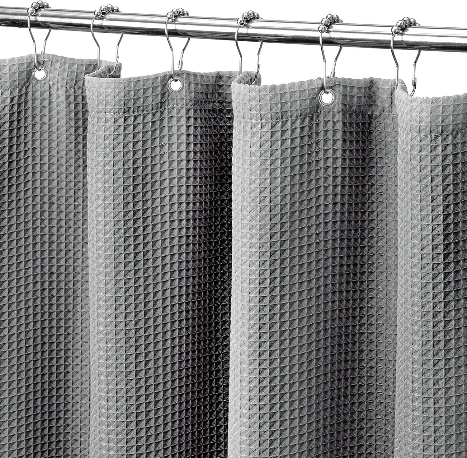 DUSCHVORHANG Grau 80 x 180 cm Waffelstruktur Polyester wasserabweisend schlicht langlebig fürs Badezimmer - Grau, Textil (180/80cm) - MCBOSON