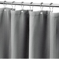 DUSCHVORHANG Grau 80 x 180 cm Waffelstruktur Polyester wasserabweisend schlicht langlebig fürs Badezimmer - Grau, Textil (180/80cm) - MCBOSON