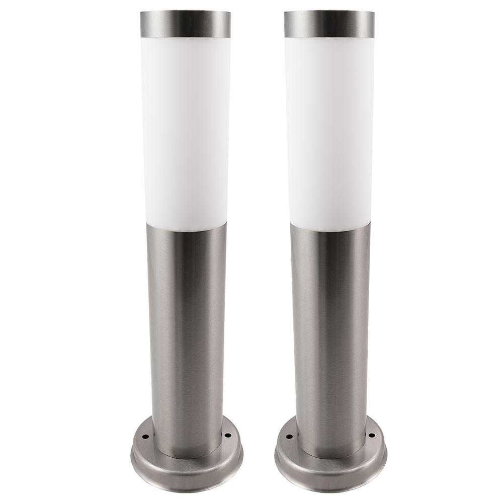 LED SOCKELLEUCHTE Edelstahl Silber 2er Set - Silberfarben, Metall (12.5/12.5/45cm)