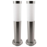 LED SOCKELLEUCHTE Edelstahl Silber 2er Set - Silberfarben, Metall (12.5/12.5/45cm)