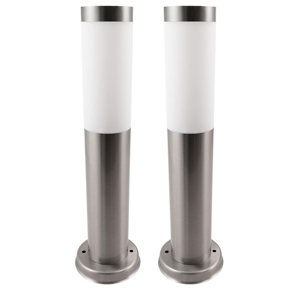 LED SOCKELLEUCHTE Edelstahl Silber 2er Set - Silberfarben, Metall (12.5/12.5/45cm)