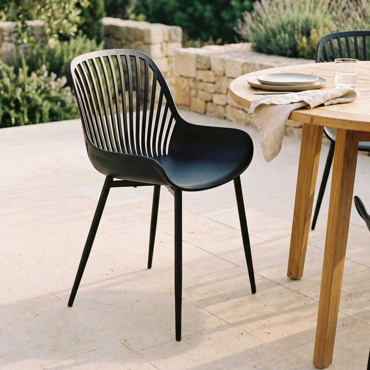 GARTENSTUHL VERDE 4er-Set schwarz - Schwarz, Textil (50/82/57cm) - IDIMEX