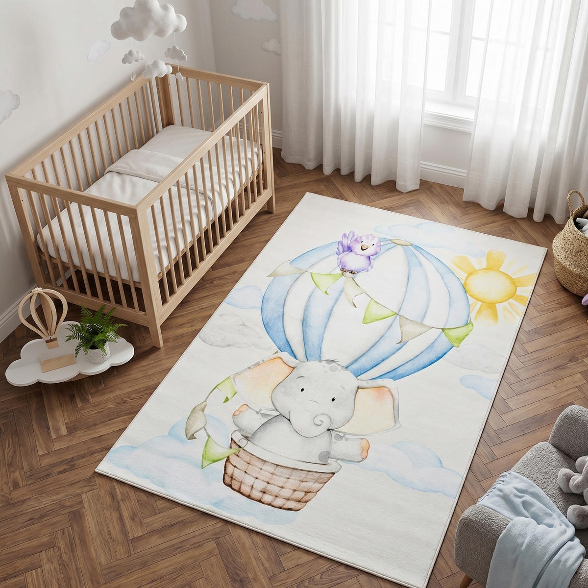 KINDERTEPPICH KIDS Creme Elefant 140/200 cm - Creme, Textil (140/200cm) - Tapiso