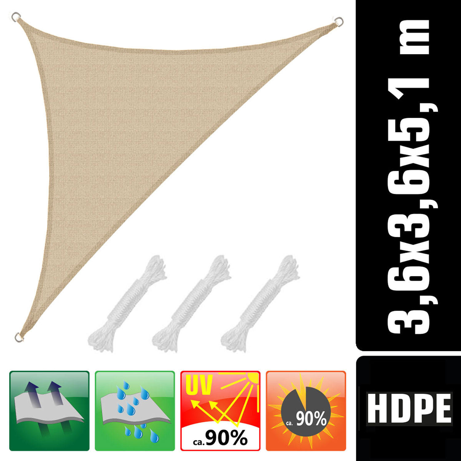 SONNENSEGEL Luftdurchlässig 510/360 cm Beige - Beige, Kunststoff (360/510cm) - Amanka