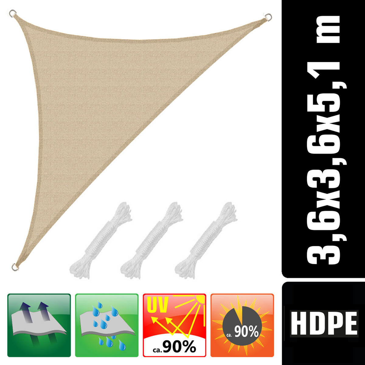SONNENSEGEL Luftdurchlässig 510/360 cm Beige - Beige, Kunststoff (360/510cm) - Amanka