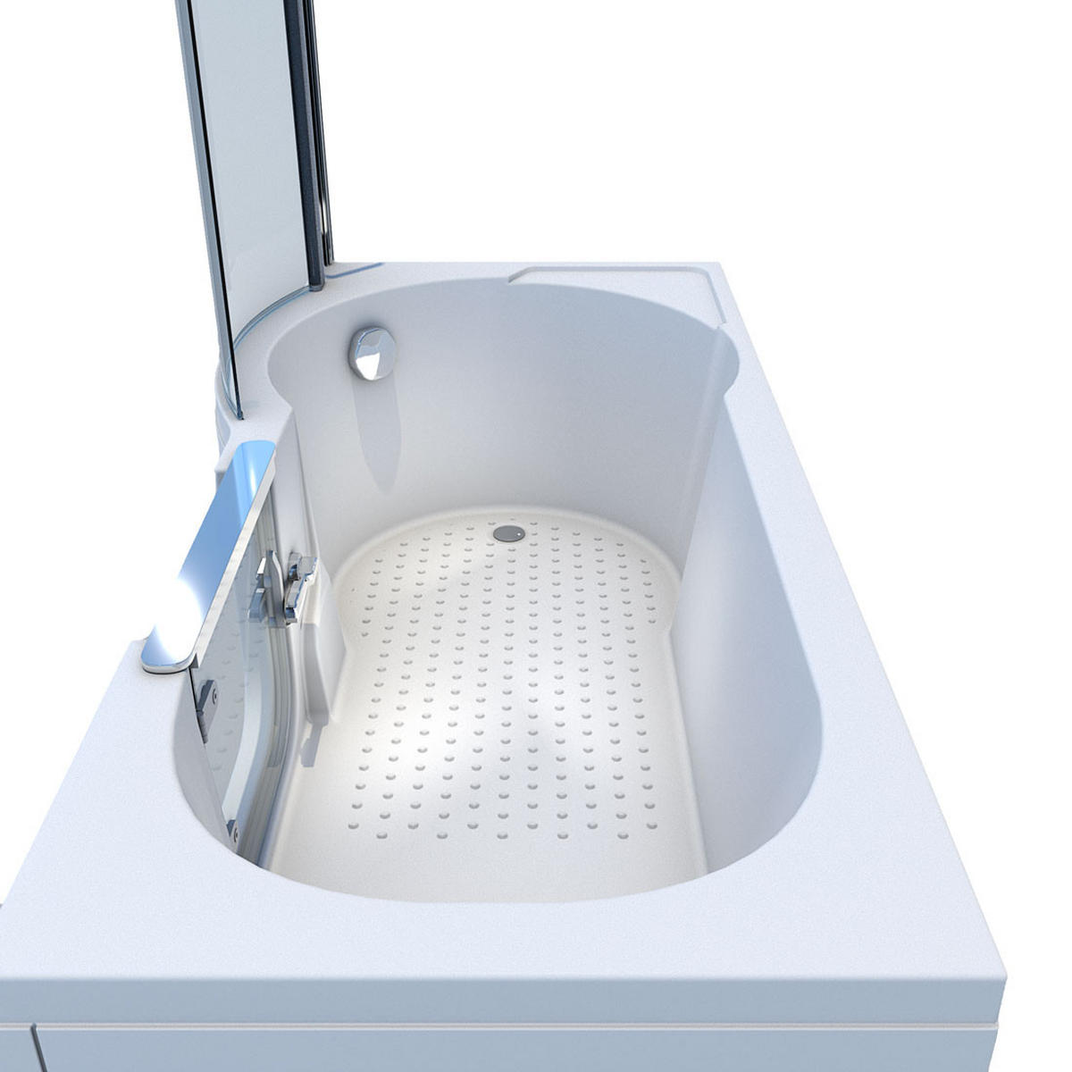 SENIORENDUSCHE mit Tür S12D-R-EC 85x170 cm - Weiß, Glas/Kunststoff (85/170/200cm) - AcquaVapore by Sandra Jentho