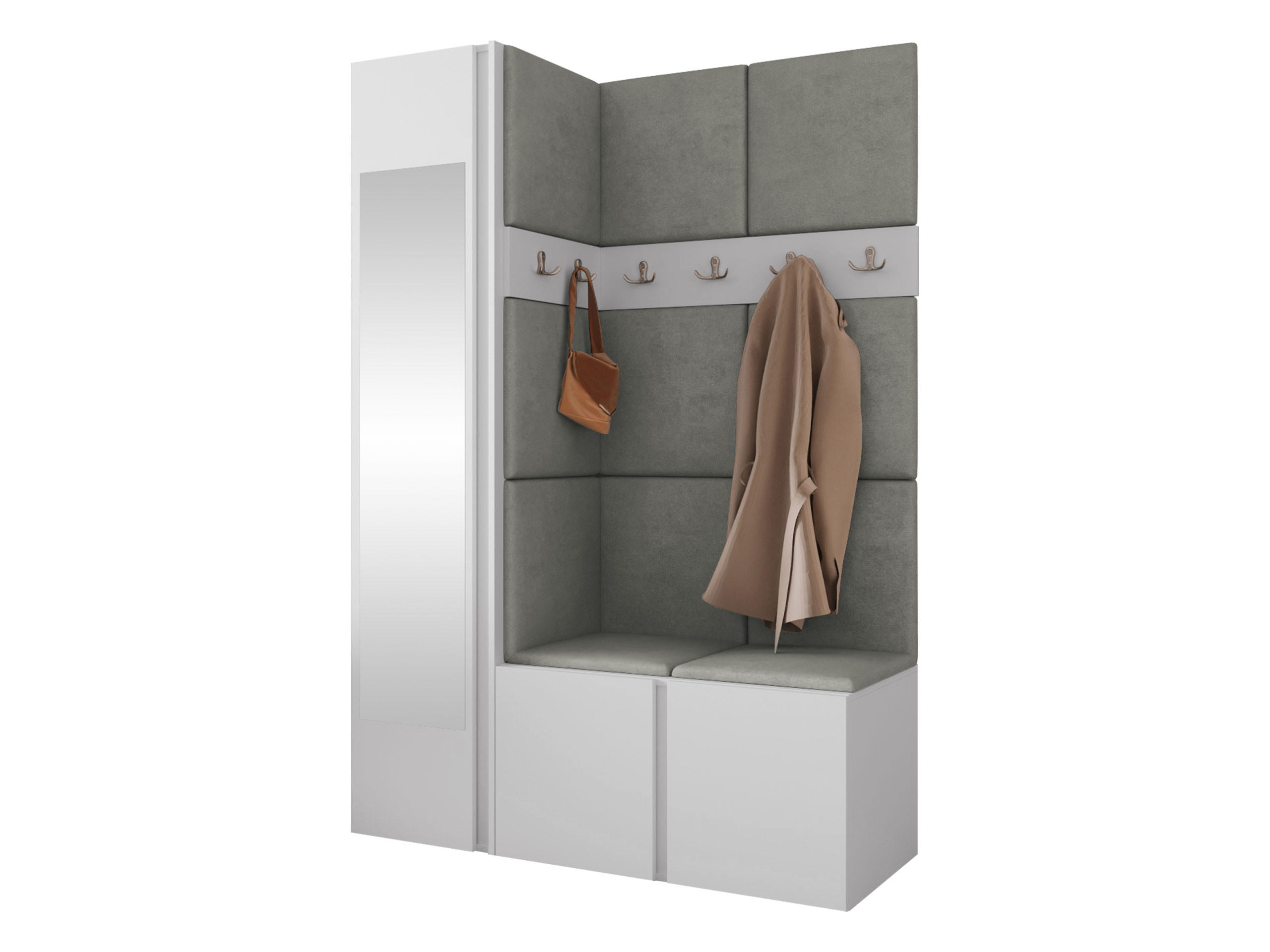 GARDEROBEN-SET Orion X - Weiß/Grau, Holzwerkstoff/Kunststoff (124/186/46cm) - MIRJAN24