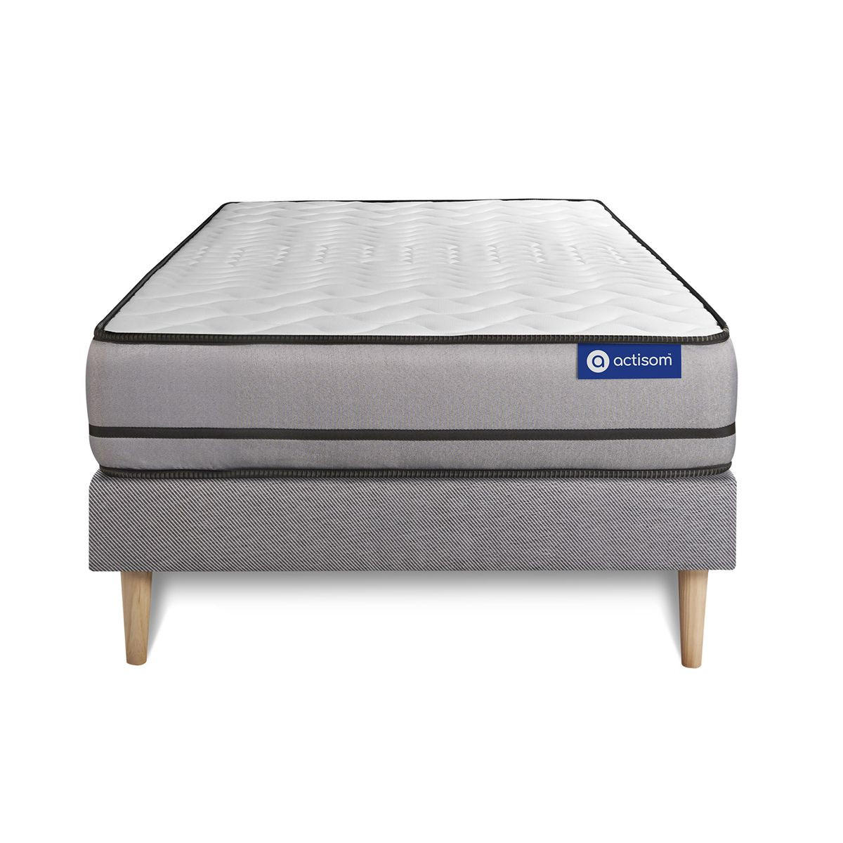 BETT Actimemo night Memory-Schaum 80 x 190 cm h4 - Kit Bettgestell Grau - Beige/Grau, Karton/Holz (80/190cm) - ACTISOM