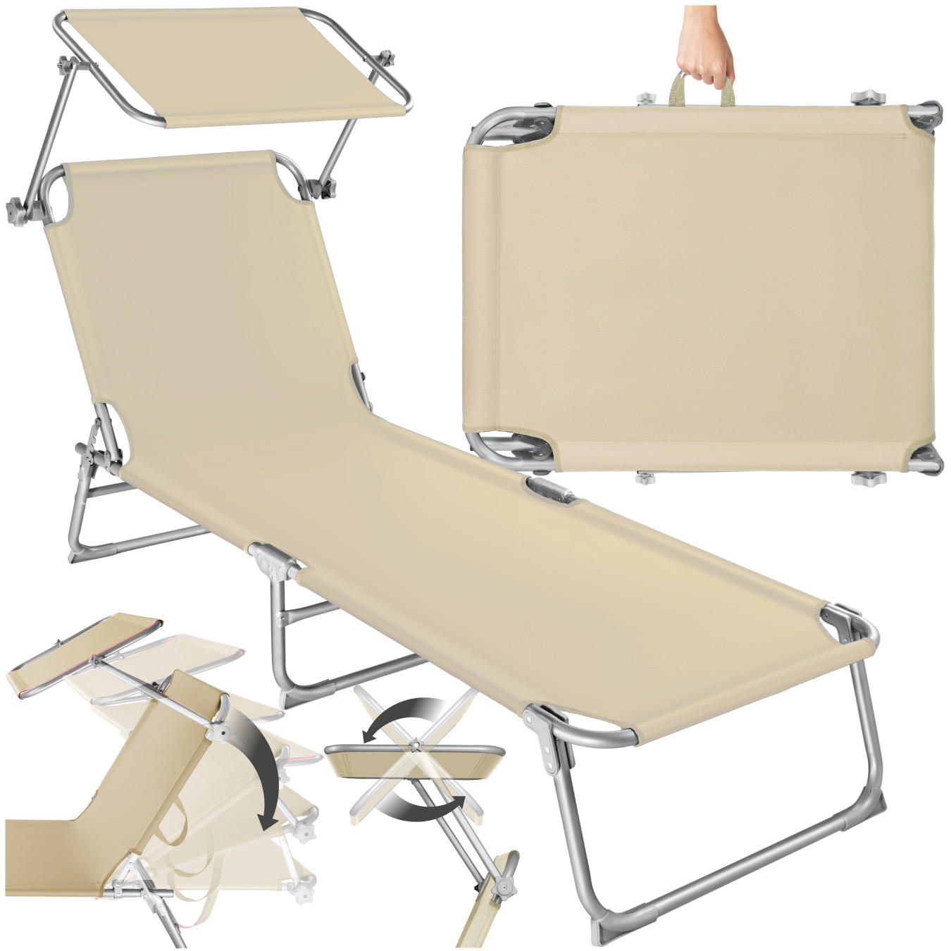 GARTENLIEGE Chloé,190 x 68 x 65 cm,beige - Beige, Kunststoff (68/65/190cm) - tectake