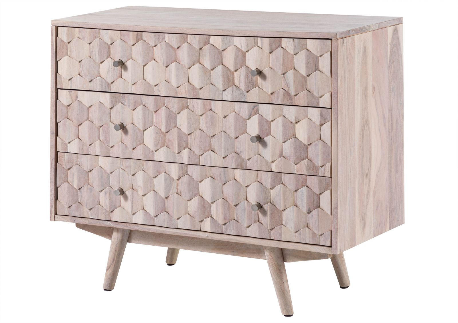 KOMMODE Akazie 88x42x75 weiß lackiert MOSAYK #207 - Weiß, Holz (88/75/42cm) - Massivmoebel24