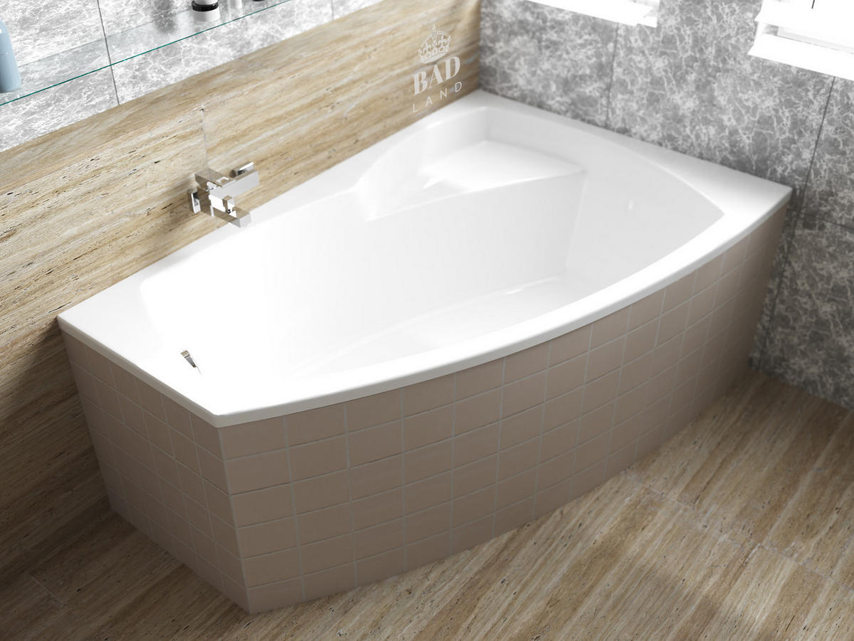 BADEWANNE Eckwanne FRIDA 140/80 Rechts Ablauf & Füße - Weiß, Kunststoff (80/55.5/140cm) - bad land