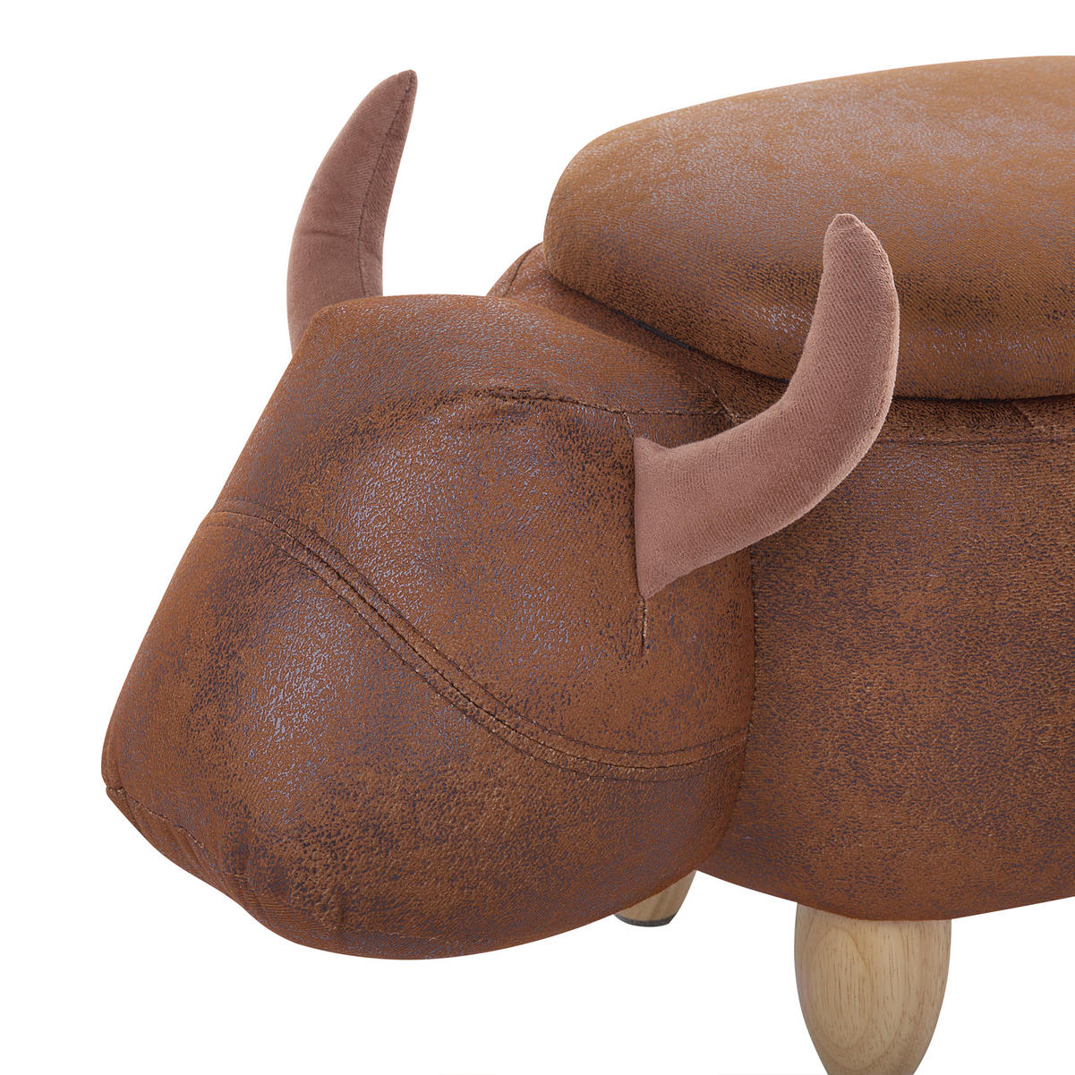 TIERHOCKER Cow 32/60/35 cm - Braun, Kunststoff/Textil (60/35/32cm) - Beliani