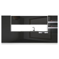 KÜCHENZEILE Naomi 360 cm, ohne Arbeitsplatten, Schwarz Hochglanz - Schwarz Hochglanz, Holz (360/204/60cm) - B BELINI GROUP