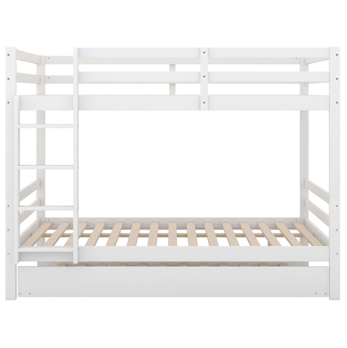 ETAGENBETT aus Kiefernholz und MDF 140x200 cm Weiß mit Ausziehbett und Treppe - Weiß, Holzwerkstoff (140/200cm) - IVMEU