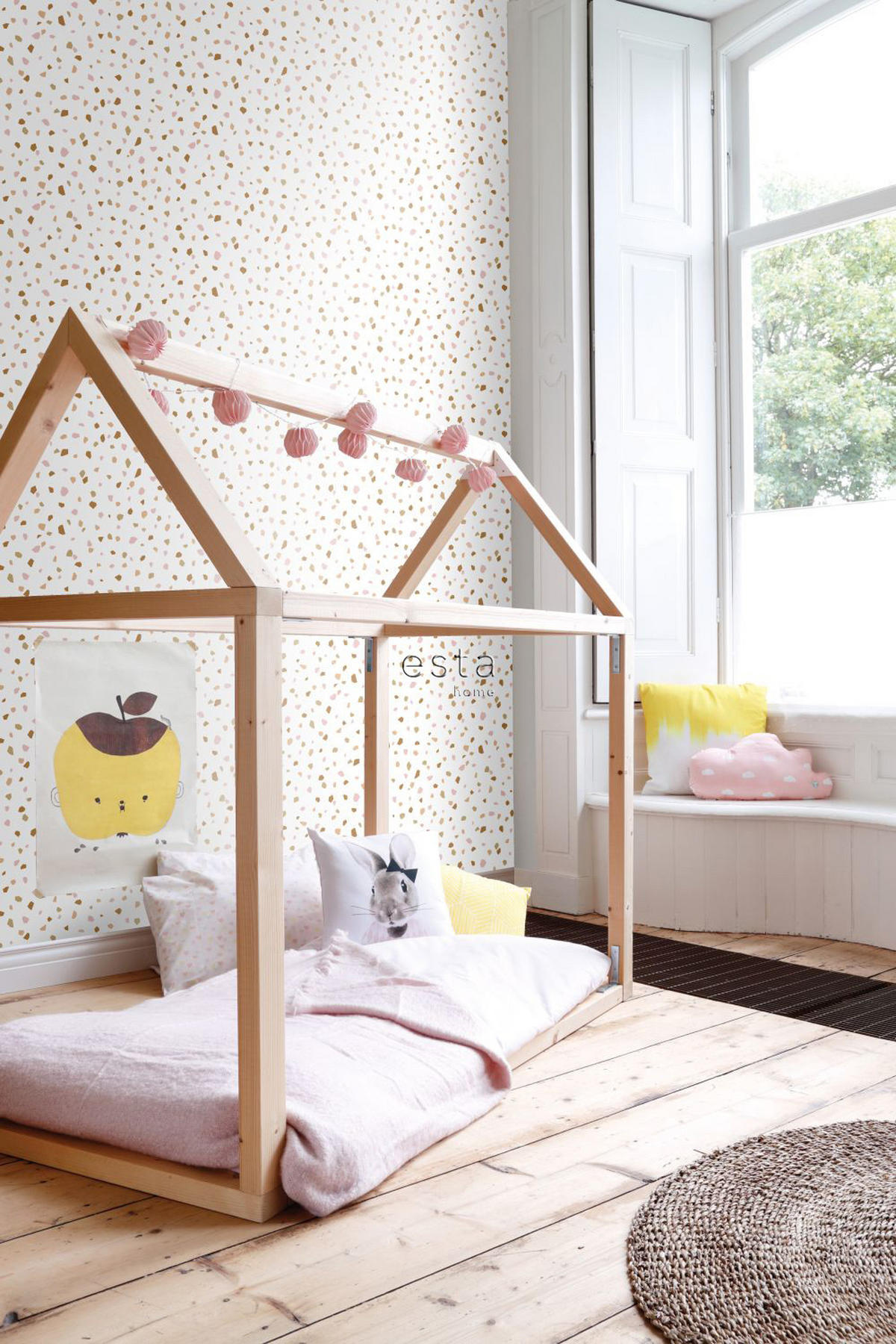 TAPETE Terrazzo-Motiv 53 cm x 10.05 m - Weiß, Papier (53/0.1cm) - ESTAhome