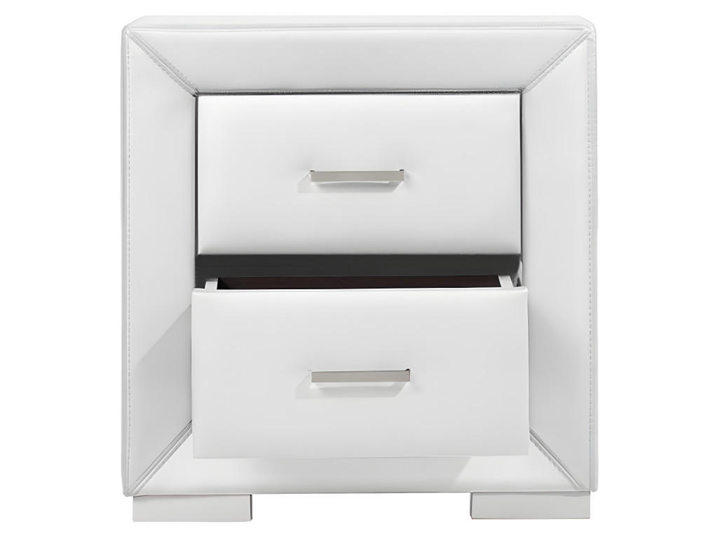 2ER-SET Nachttische mit 2 Schubladen - Kunstleder - Weiß - CAPITOLE - Weiß, Leder (43/54.5/51.5cm) - Vente-Unique