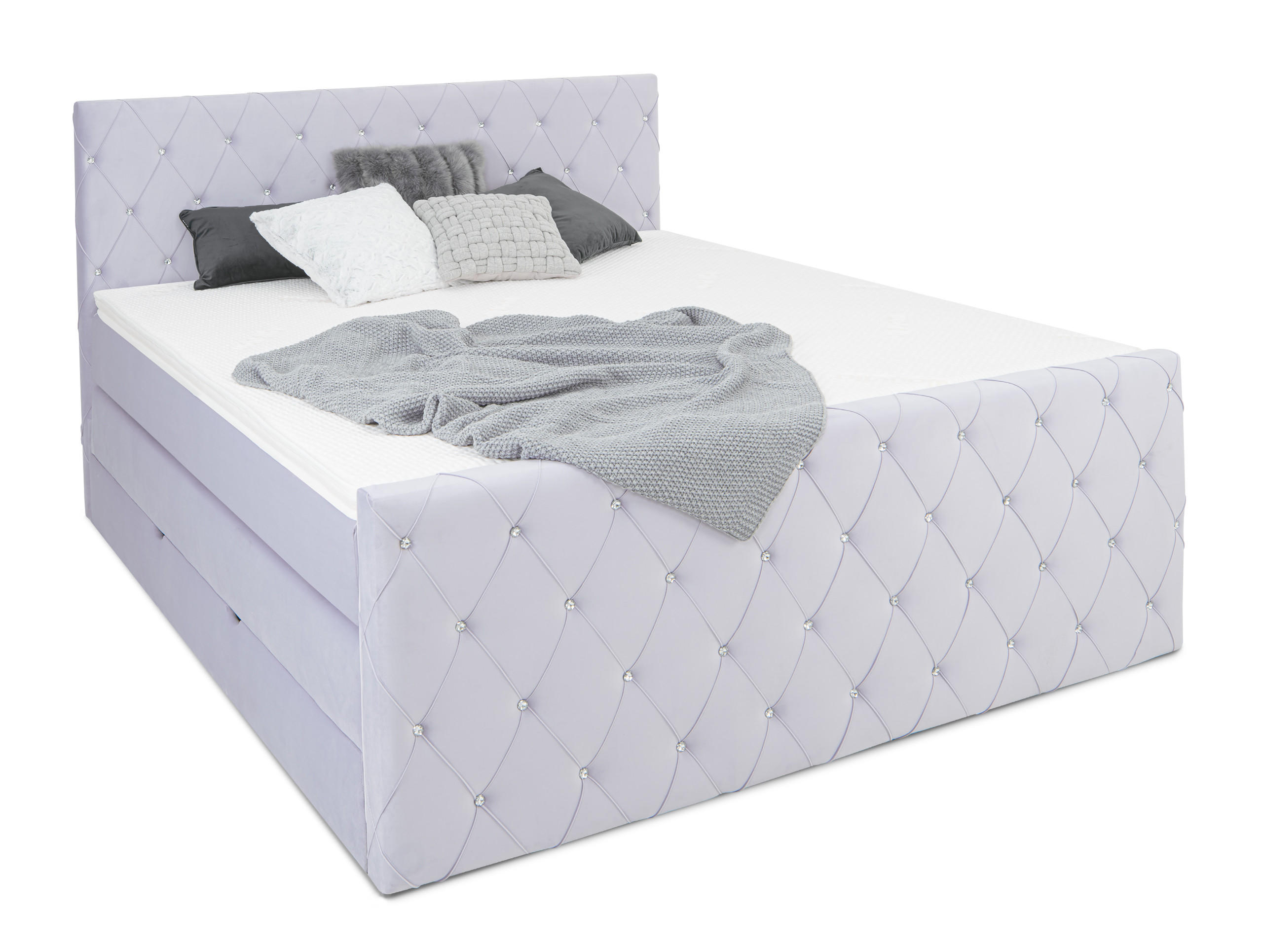 BOXSPRINGBETT Dubai Lila 160 /200 cm H3/H4 Samt - Lila, Textil (160/200cm) - wonello