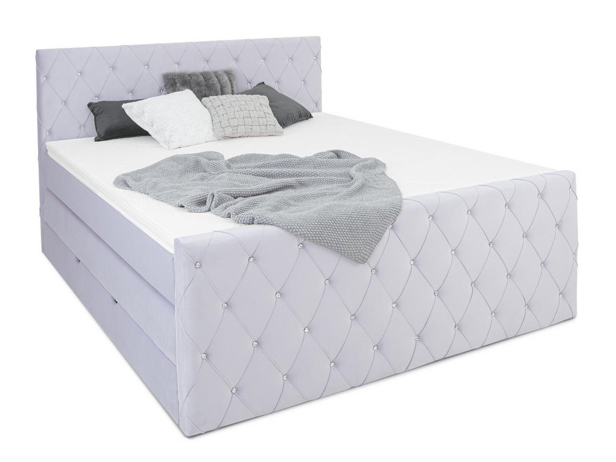 BOXSPRINGBETT Dubai Lila 160 /200 cm H2/H3 Samt - Lila, Textil (160/200cm) - wonello