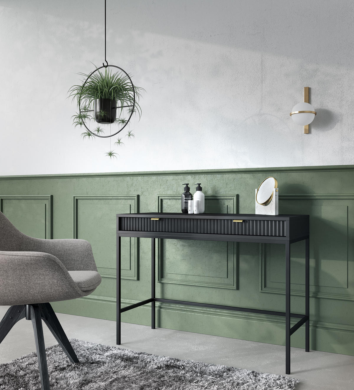 SCHMINKTISCH ZOVA Schwarz 104x77x50 cm Little table, Freistehend - Schwarz, Holzwerkstoff/Metall (50/104/77cm) - DomoHome
