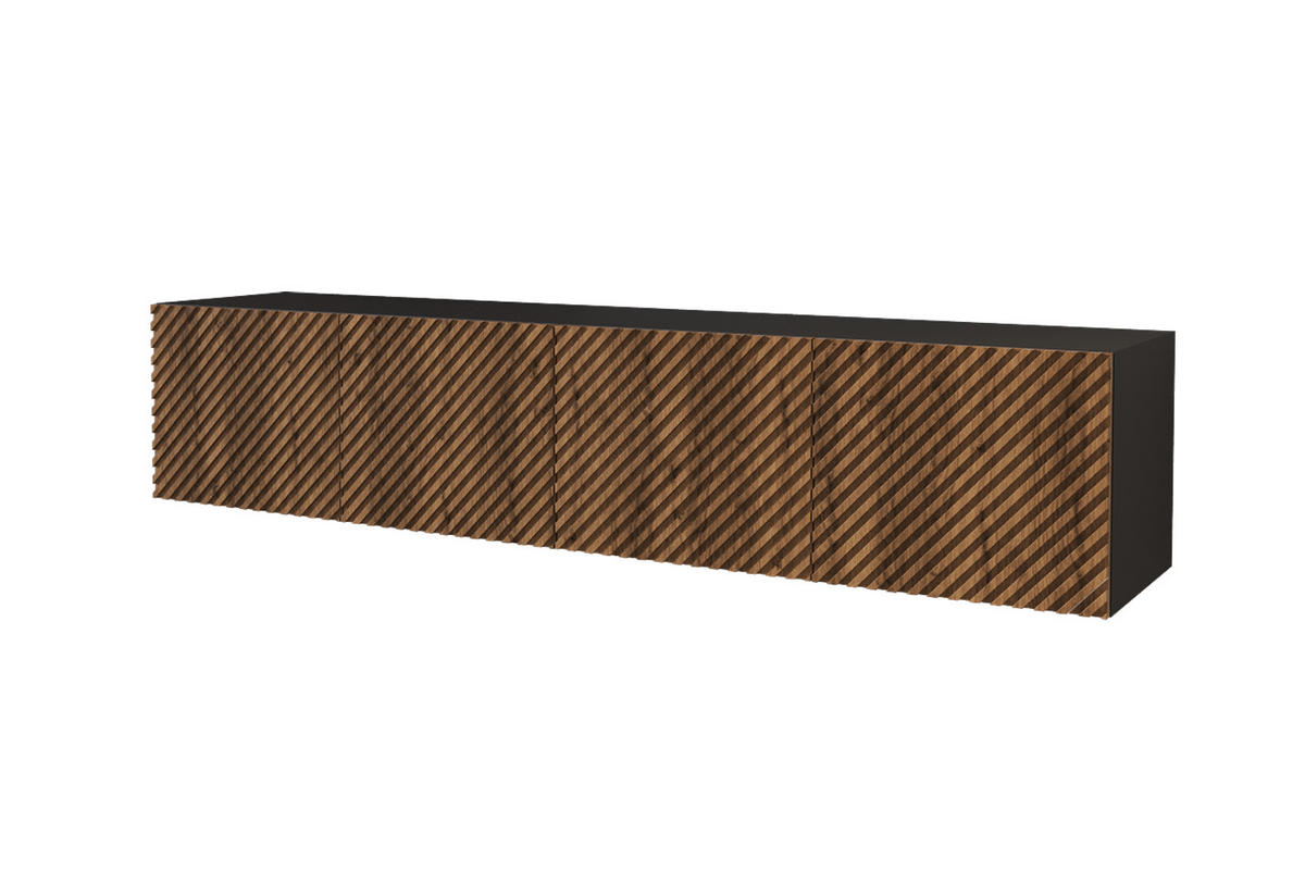 LOWBOARD ZENO-W 2x100x40x41 cm - Schwarz / Katania - Eiche Wotan, Holzwerkstoff (200/40/41cm) - ALTDECOR