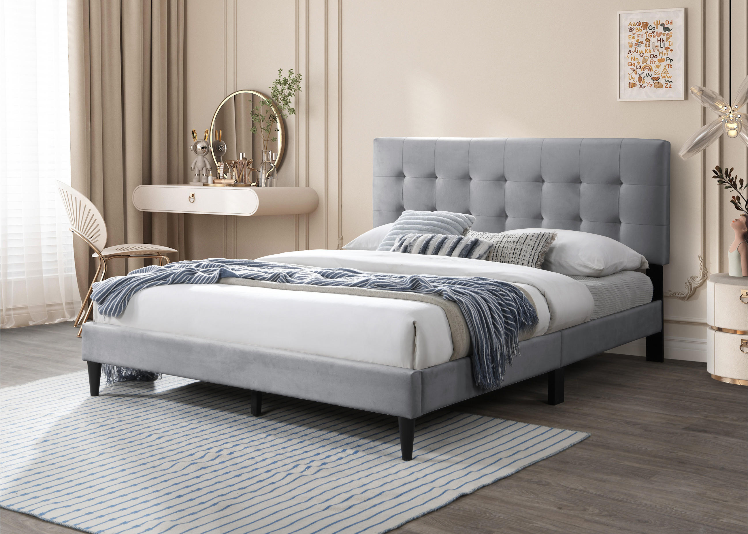 POLSTERBETT mit Lattenrost 160x200 cm Grau - Grau, Textil (160/200cm) - Home Collective