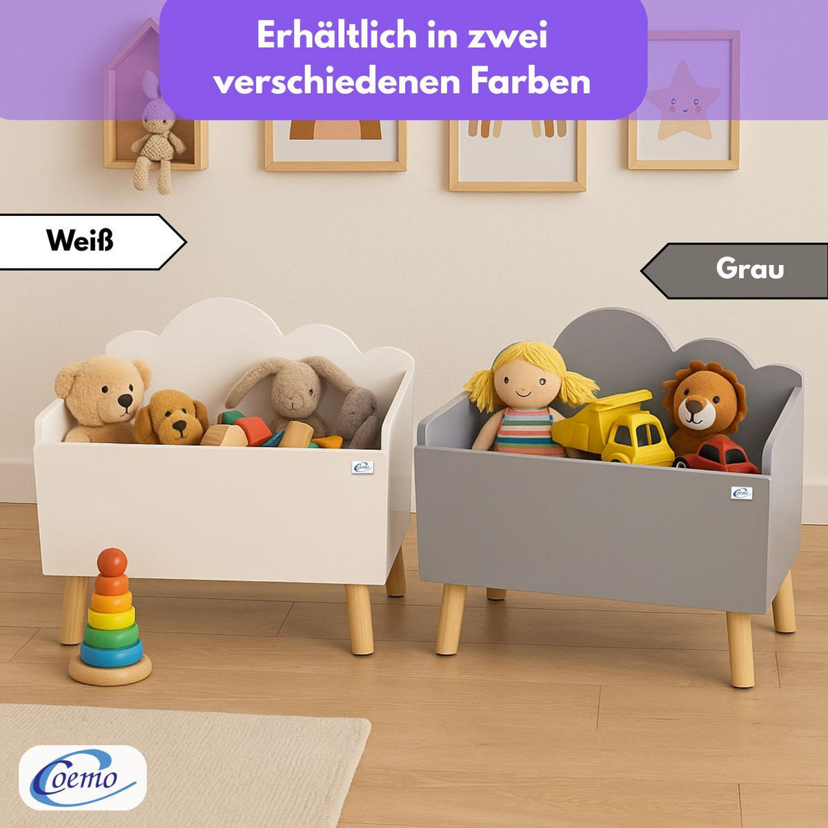 AUFBEWAHRUNGSKISTE LILO aus Holz in Grau - Grau, Holzwerkstoff (28/58cm) - Coemo