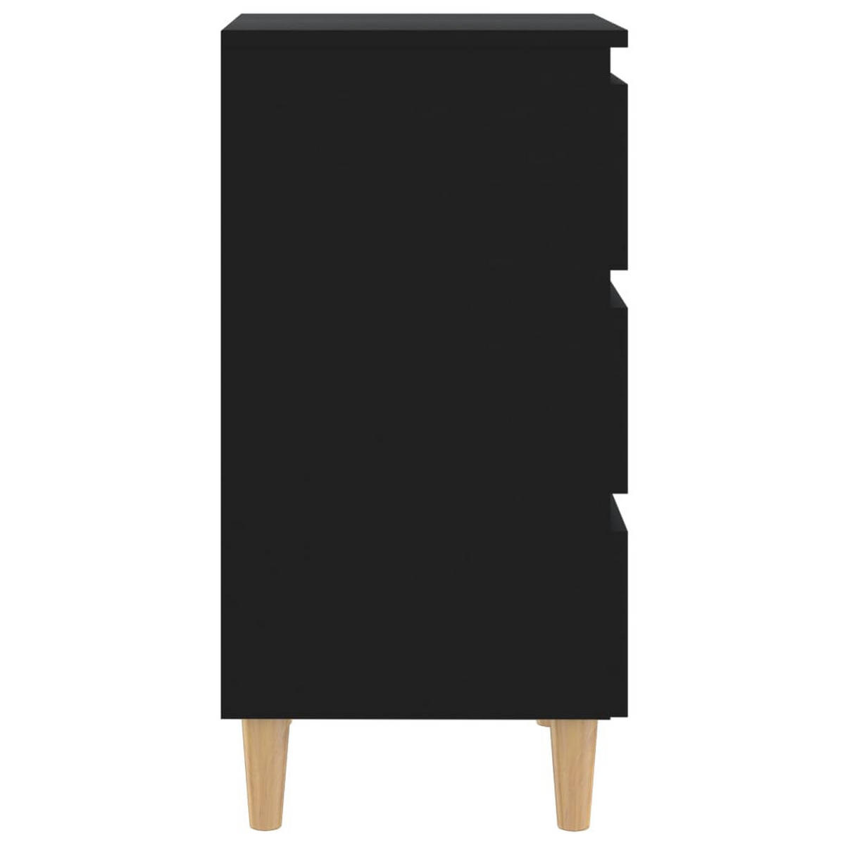 NACHTTISCH mit Massivholz-Beinen 40/35/69 cm in Schwarz - Schwarz/Braun, Holz (40/69/35cm) - vidaXL