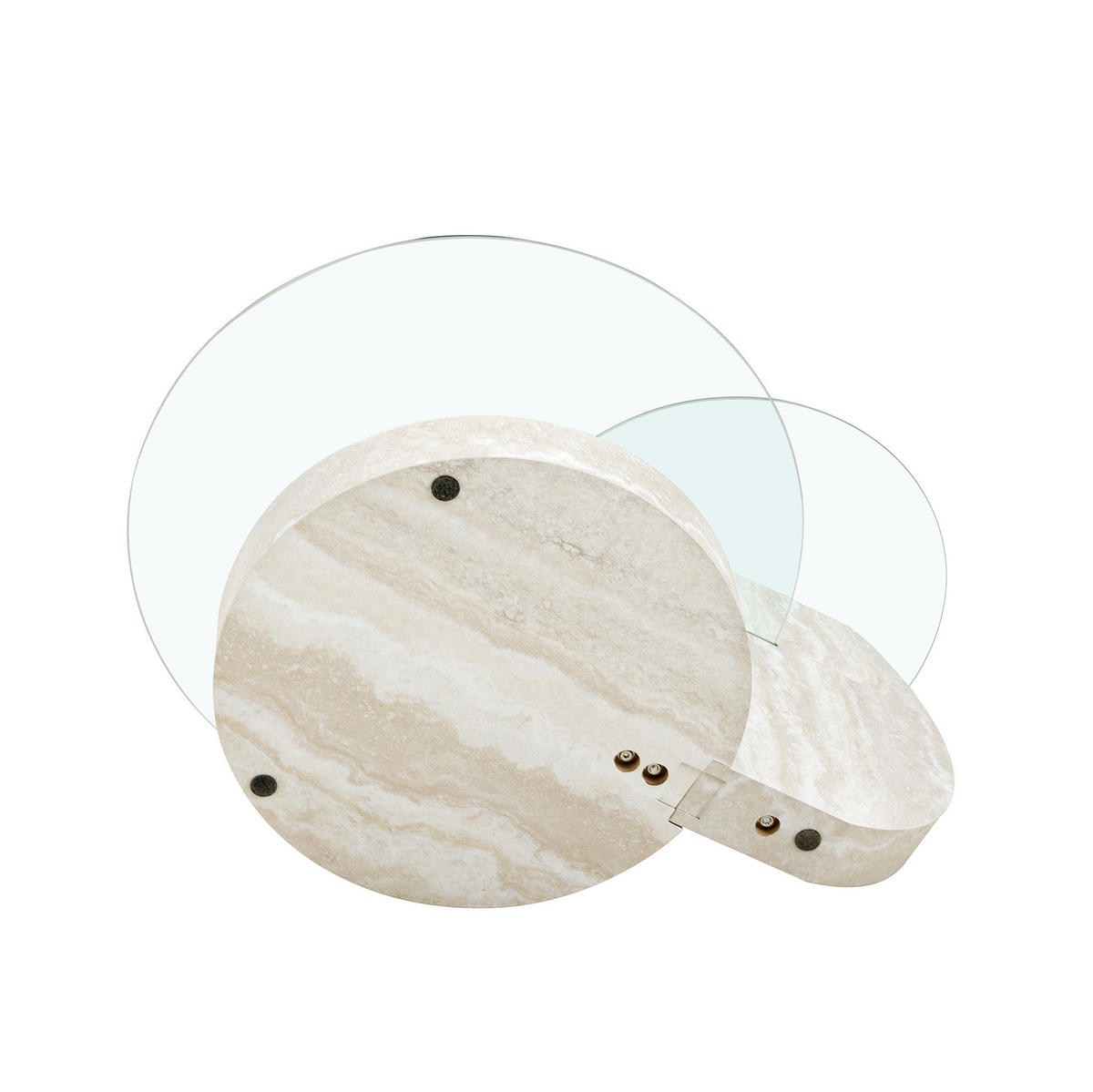 COUCHTISCH mit Ablage 70 cm aus Sicherheitsglas und MDF, 2 Ebenen - Transparent, Holzwerkstoff (70/70/44cm) - BEAOK