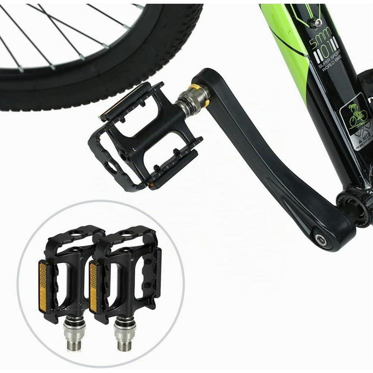 FAHRRADPEDALE MTB Plattformpedale mit Schnellverschluss und Reflektoren - Schwarz, Metall (8/1.5/8.7cm)