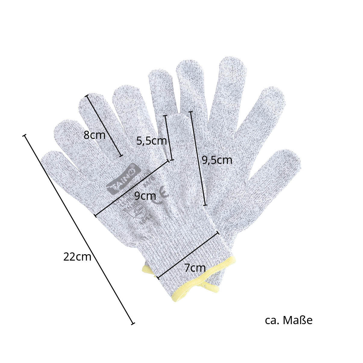 SCHNITTSCHUTZHANDSCHUHE 2er Set L - Grau, Textil (12/23cm) - TAINO