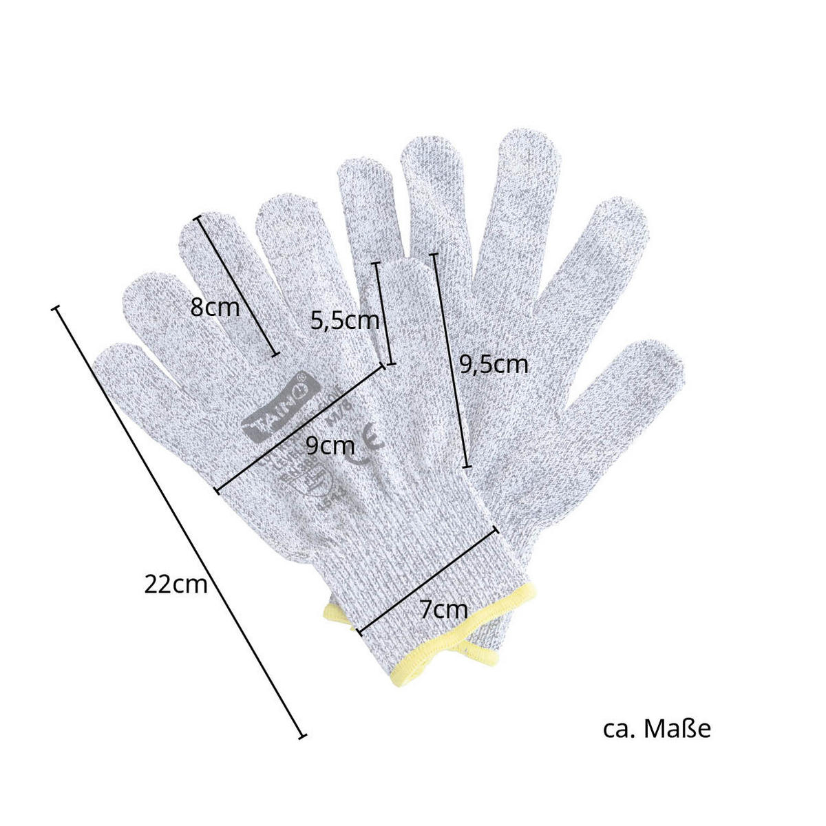 SCHNITTSCHUTZHANDSCHUHE 2er Set L - Grau, Textil (12/23cm) - TAINO