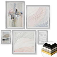 WANDBILDER 5er Set - 50x50 cm & 20x30 cm & 40x60 cm Silberner Rahmen - Abstrakte Erdmuster - Silberfarben, Kunststoff (40/60cm) - ArtPrintCave