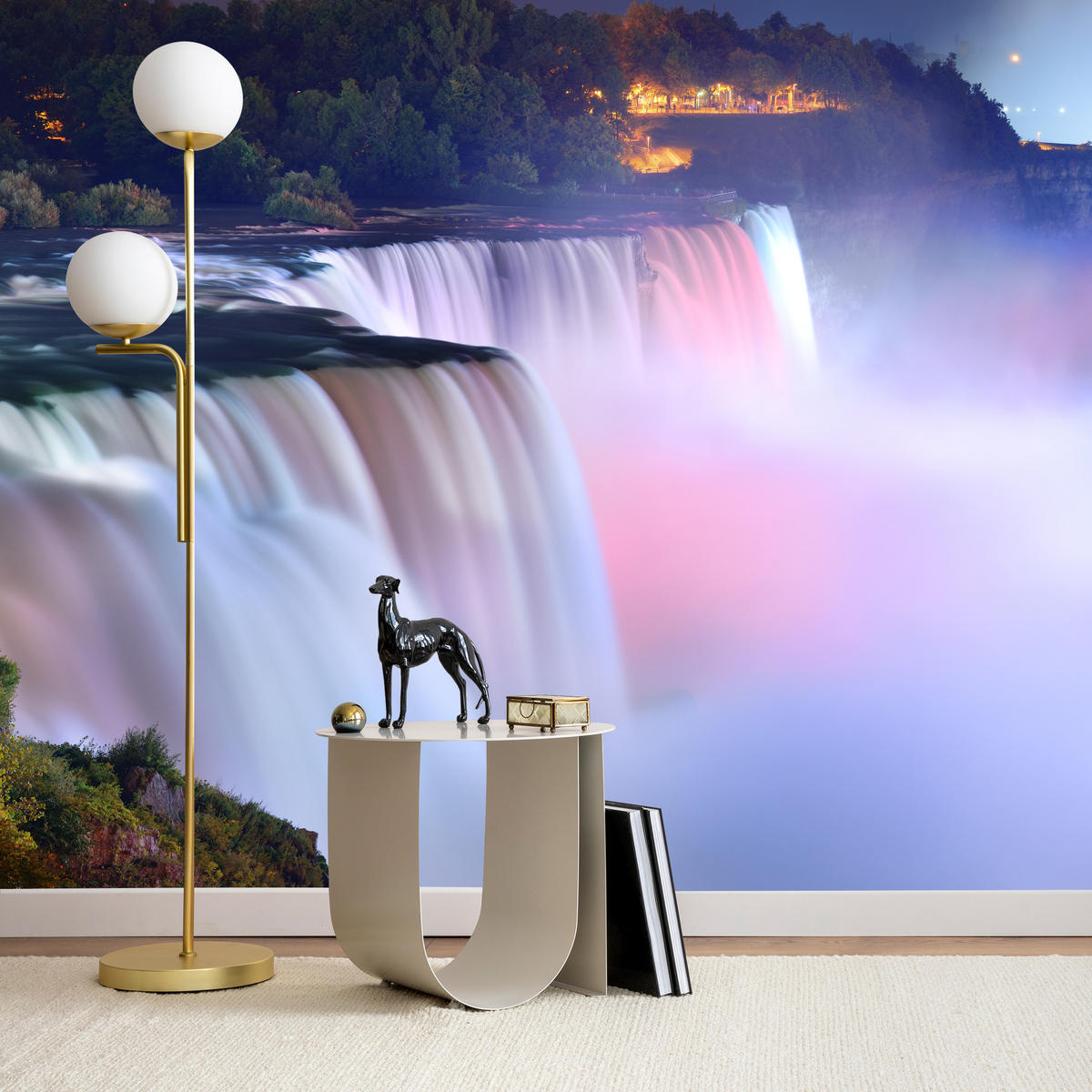 FOTOTAPETA Pre Obývaciu Izbu Hmlové Niagarské Vodopády Stromy Príroda 450 x 315 cm - hnedá/ružová, papier (450/315cm) - Muralo