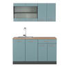 KÜCHENZEILE R-Line Blau-Grau/Anthrazit 140 cm, AP Eiche - Anthrazit/Blaugrau, Holzwerkstoff (140/81.6/60cm) - Vicco