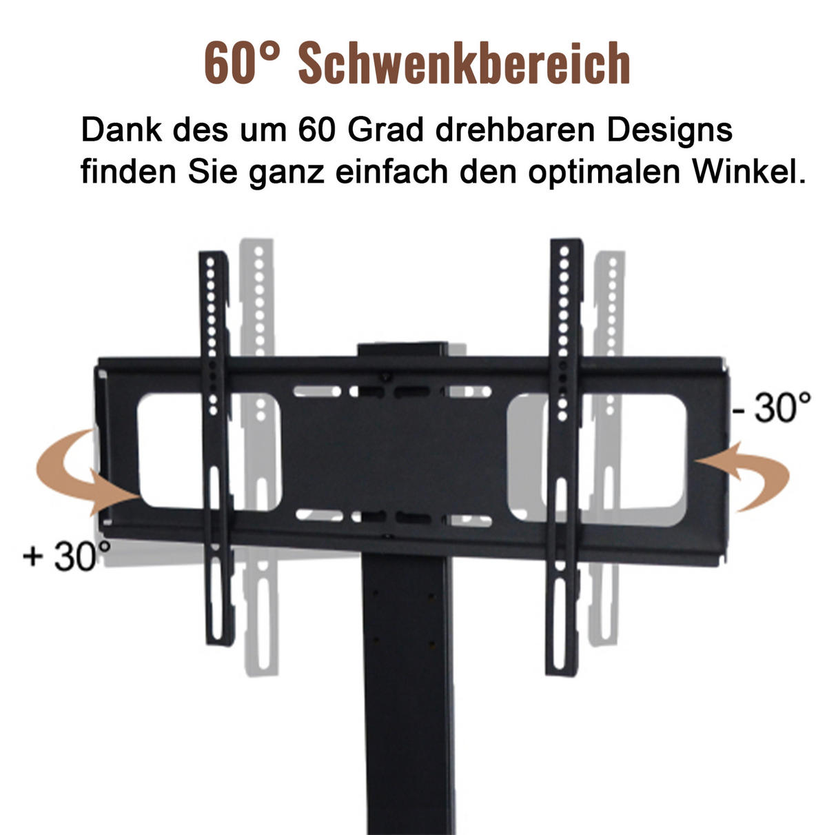 TV-STÄNDER aus MDF 116x42x125 cm Metall und Glas Braun mit höhenverstellbarer TV-Halterung - Braun, Holzwerkstoff (116/125/42cm) - IVMEU