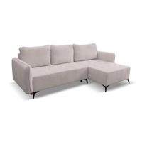 ECKSOFA Lucky in L-Form mit Schlaffunktion und Bettkasten, Farbe: Beige, Strukturstoff, Ottomane Links oder Rechts - Beige, Textil (275/160cm) - VENASI MÖBEL