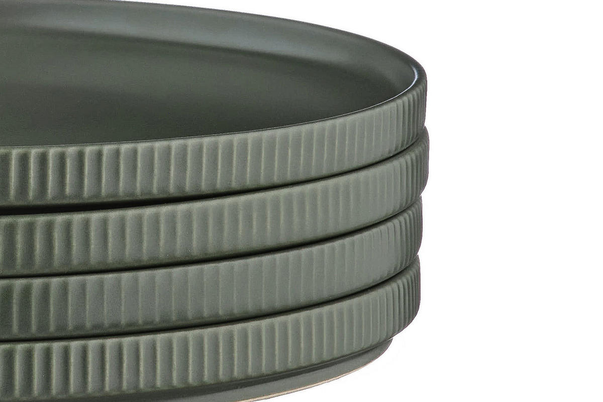 TELLER Scandi Ø21,5cm - 4er-Set - Olive - Grün, Keramik (21.5cm) - Björn