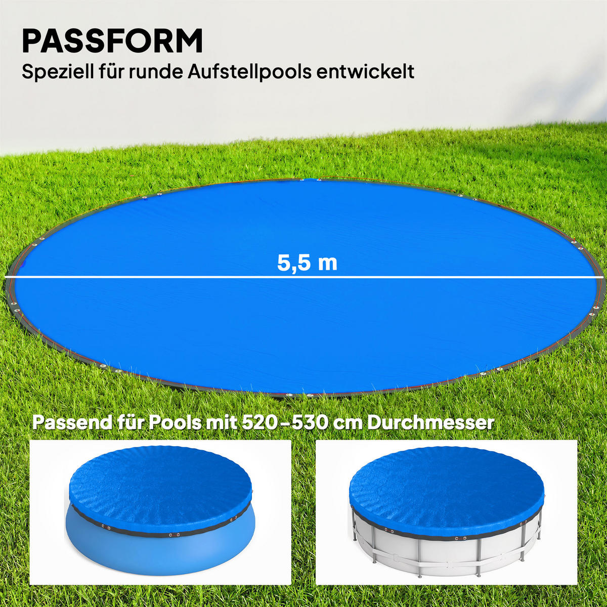 POOL-WINTERABDECKUNG PE Blau - Blau, Kunststoff (550/550cm) - Outsunny