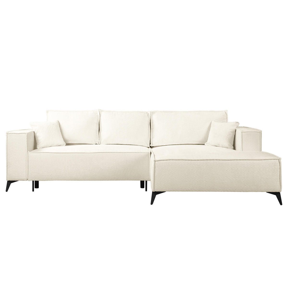 ECKSOFA mit Schlaffunktion - Schwarz/Weiß, Textil (294/185cm) - home24