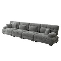 SOFA modular mit Tiefensitz Chenille Grey - Hellgrau, Kunststoff (77/81/406cm) - Meubliv