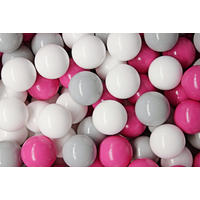 BÄLLE für Bällebad, Spielbälle, Plastikbälle für Kinder Set 50 pcs.: Grau/Weiß/Dunkelrosa - Pink/Weiß, Textil (7/7/7cm) - MeowBaby