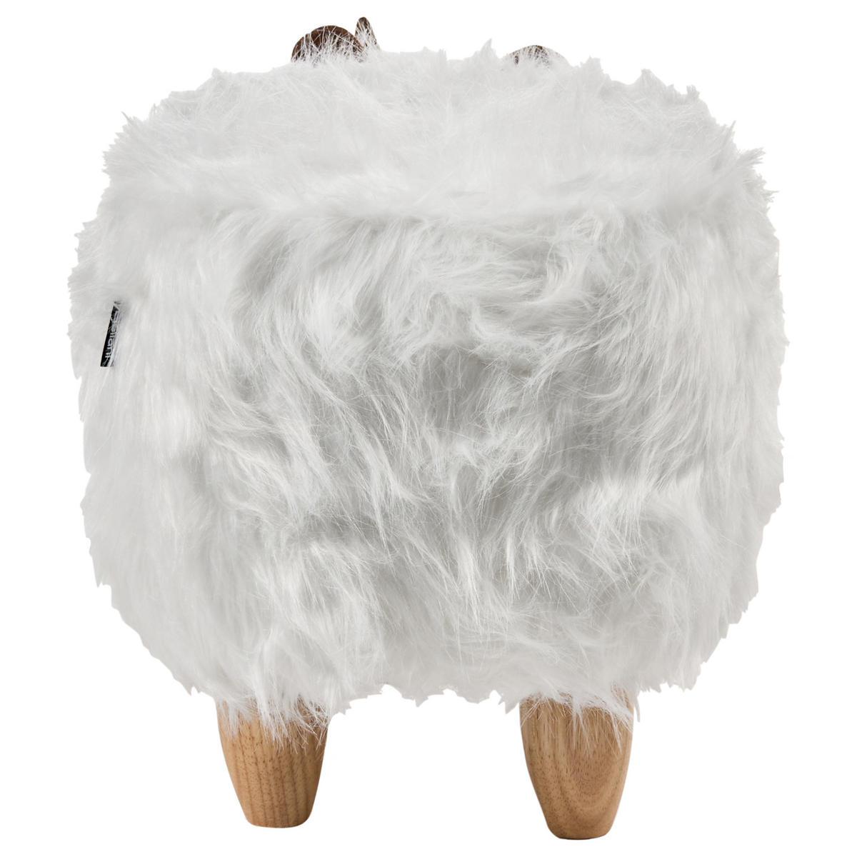 TIERHOCKER Sandbeige Woolly - Weiß/Braun, Kunststoff (66/37/36cm) - Beliani